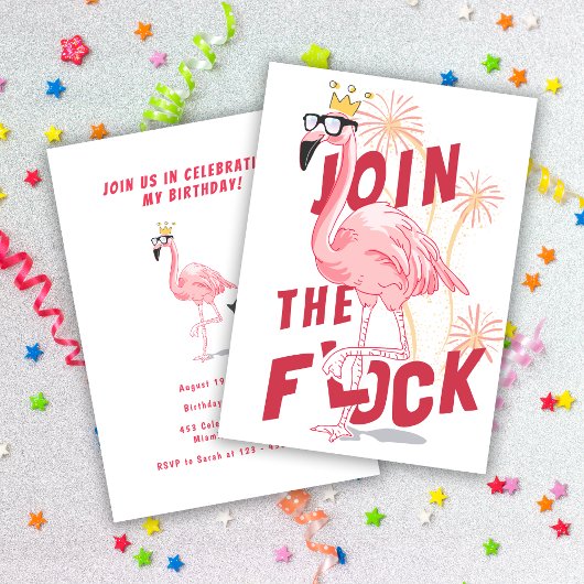 Doe mee met de zwerm leuke roze flamingo verjaarda kaart