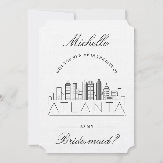 Doe mee met mij in Atlanta | Bruidsfeestverzoek Kaart (Voorkant)