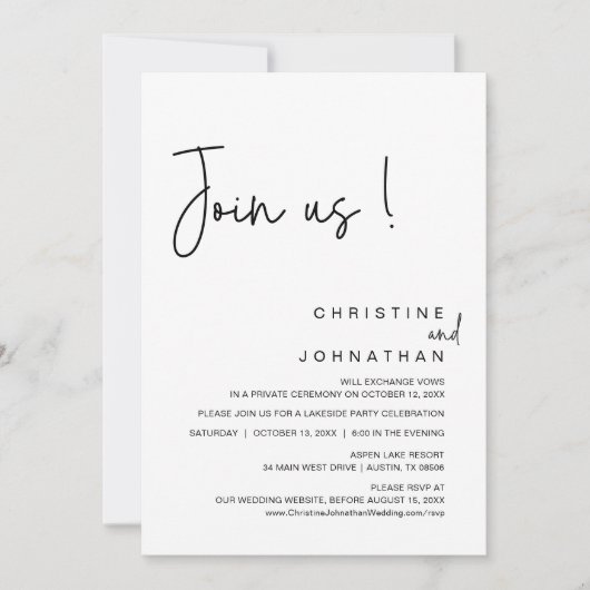 Doe mee met ons, Wedding Elopement Dinner, Party,  Kaart (Voorkant)