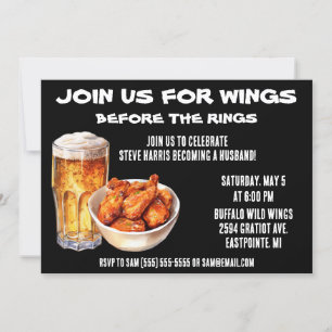 Doe mee met Wings Before the Rings! vrijgezellenfe Kaart