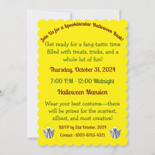 🎃 Doe mee voor een spooktaculaire Halloween Bash! Kaart (Achterkant)