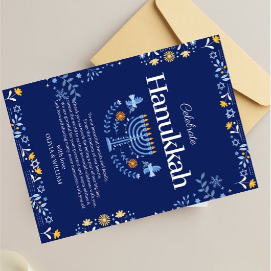 Doe met ons mee voor een vreugdevolle Chanoeka-vie Bedankkaart