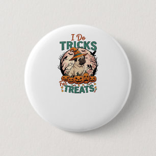 Doe Trucs Snoepjes Halloween Pug Heksenhoed Pompoe Ronde Button 5,7 Cm