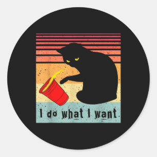 Doe Wat Ik Wil Vintage Zwarte Kat Rode Beker Grapp Ronde Sticker