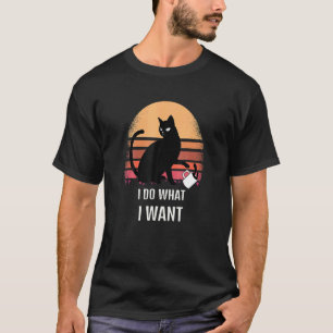 Doe Wat Ik Wil Vintage Zwarte Kat Rode Beker Mijn T-shirt