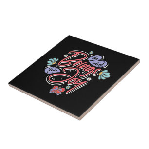 Doe wat je brengt Joy Floral en Butterfly quote Tegeltje