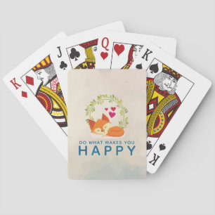 Doe wat je een vrolijke slapende vos met hart maak pokerkaarten