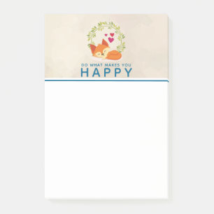 Doe wat je een vrolijke slapende vos met hart maak post-it® notes
