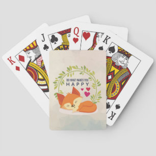 Doe wat je gelukkig maakt Slaande Vos met Harten Pokerkaarten