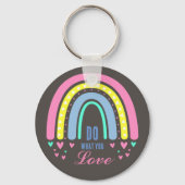 "DOE WAT JE LEUK VINDT"QUOTE RETRO BOHO REGENBOOG  SLEUTELHANGER (Achterkant)