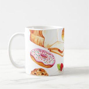 doedels in de vorm van bakkerij en gebak koffiemok