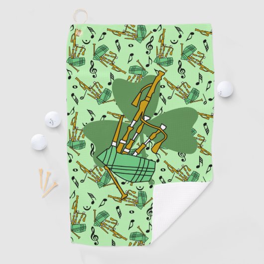 doedelzak Shamrock Golfhanddoek (Insitu)