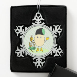 doedelzak tin sneeuwvlok ornament