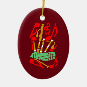 Doedelzakken Rode Muzieknoten Keramisch Ornament