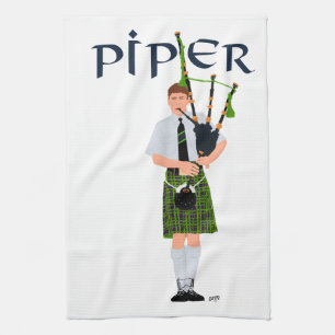 Doedelzakspeler - Groene Kilt Theedoek