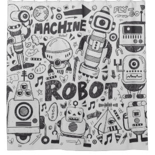 doedle robot element , illustrator line tools teke douchegordijn