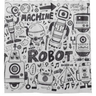 doedle robot element , illustrator line tools teke douchegordijn