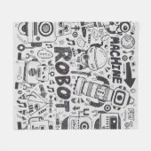 doedle robot element , illustrator line tools teke fleece deken (Voorkant (Horizontaal))