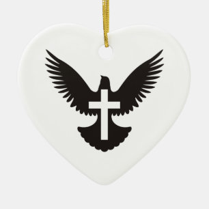 Doef met Cross Ceramic Ornament