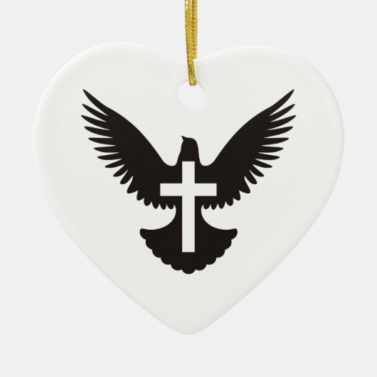 Doef met Cross Ceramic Ornament (Voorkant)