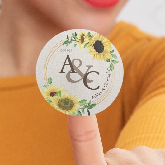 Doek · Elegante moderne bruiloft Ronde Sticker