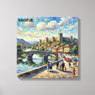 Doek Kunst van de Stenen Brug en het Fort van Skop Canvas Afdruk