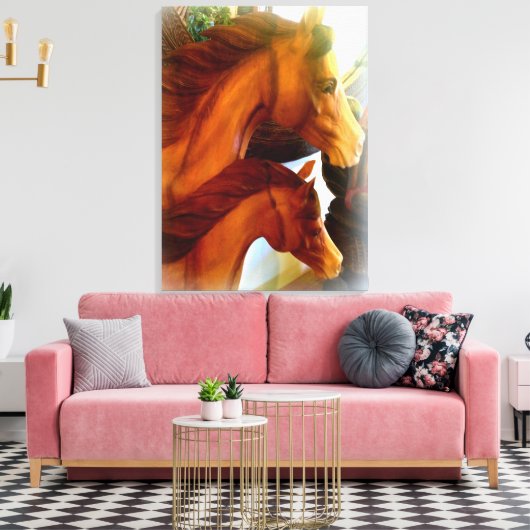 doek met merrie en pony omwikkelde doek canvas afdruk (Insitu (Woonkamer))