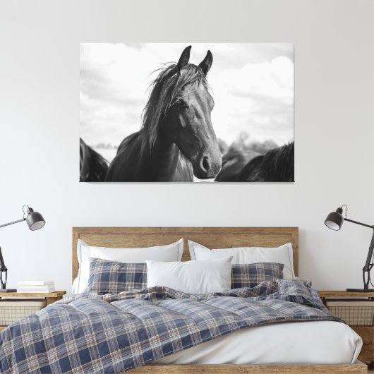 doek met paardenkop canvas afdruk (Insitu (Slaapkamer))