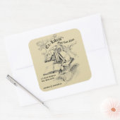  doekpen en boeken Ex libris Sjabloon Vierkante Sticker (Envelop)