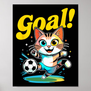 Doel Kitty Schattige Voetbal Kat Kinderkleding Voo Poster
