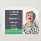 Doel Voetbal Verjaardag Uitnodiging met Foto (Voorkant)