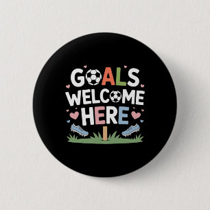 Doelen Welkom Hier Retro Voetbal Ronde Button 5,7 Cm