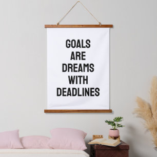 Doelen zijn dromen met deadlines Zwart en Wit Hangend Wandkleed