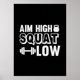 Doelhoog vierkant laag - Gym Workout Motivatie Poster