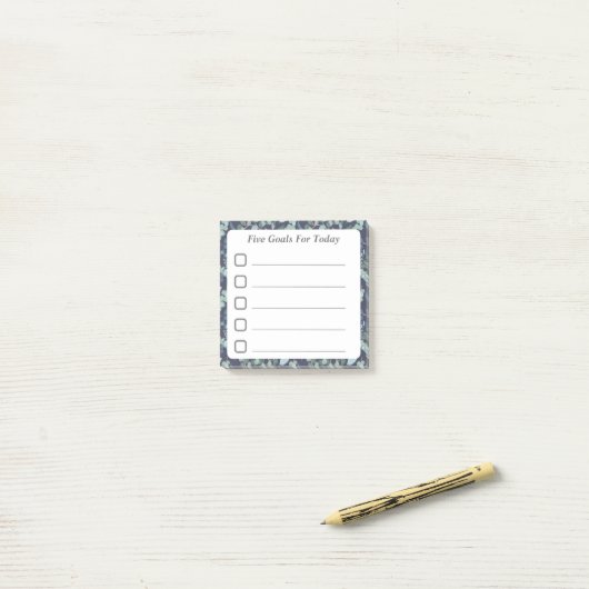 Doelinstelling Checklist Blauwe Blauwgroen vulling Post-it® Notes (Op bureau)