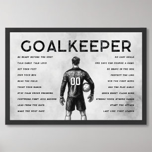 Doelman Gray Voetbal Motivatie Wandkunst Cadeau Poster
