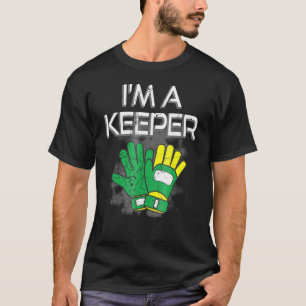 Doelman handschoenen in een keeper voetbal goalie t-shirt