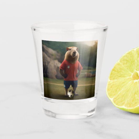 Doelpuntenmaker Capybara: de ultieme voetbalster! Shot Glas (Voorkant)