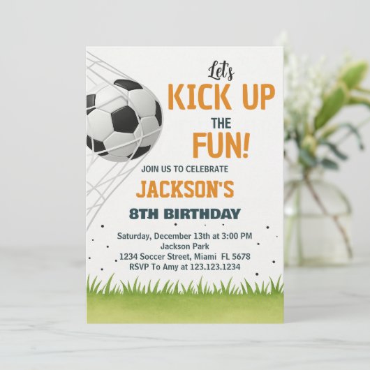 Doelpuntenmaker Voetbal Verjaardag Uitnodiging (Staand voorkant)