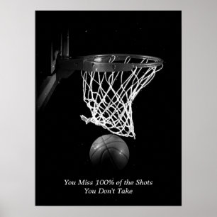 Doelstellingen Motivatie Citaat Basketball Black & Poster
