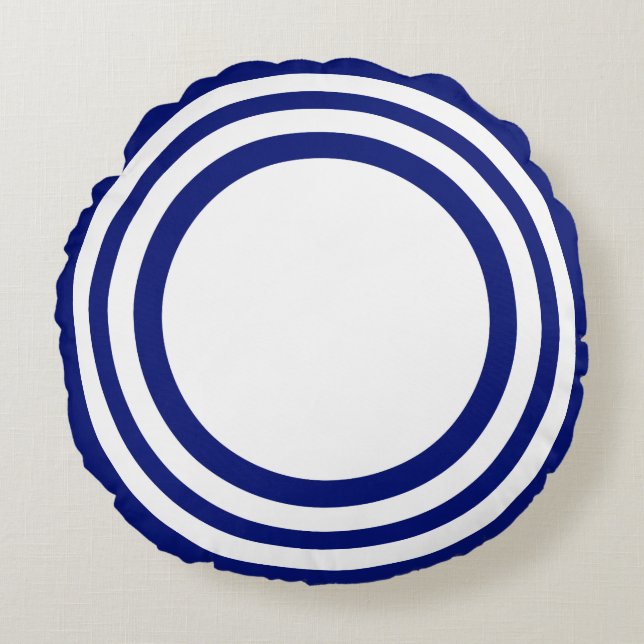 Doelstift, Blauw-Witte Ronde Pillow Rond Kussen (Voorkant)