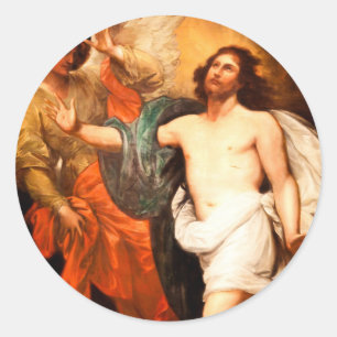Doen herleven Jesus met Engel Ronde Sticker