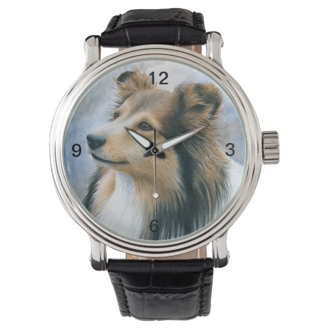 Dog 122 Sheltie Collie Horloge (Voorkant)