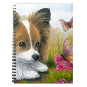 Dog 123 Papillon hond met Butterflies Notitieboek