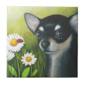 Dog 79 Black Chihuahua Tegeltje (Voorkant)