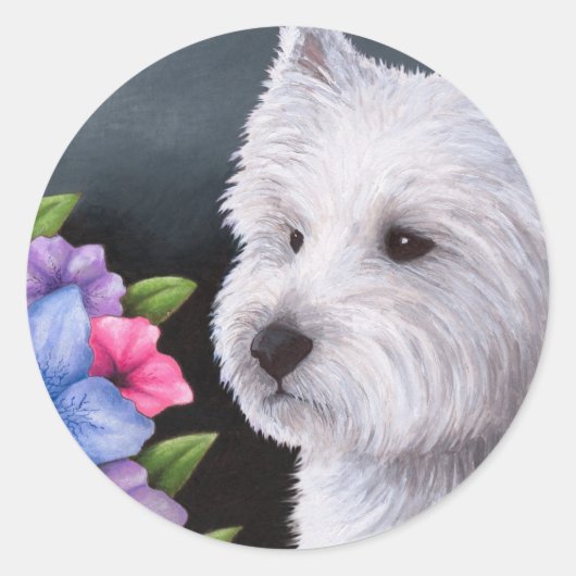Dog 82 Westie Ronde Sticker (Voorkant)