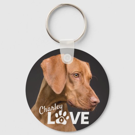 Dog Aangepaste Foto Button Sleutelhanger (Voorkant)