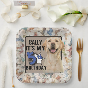 Dog - Aangepaste vijfde verjaardagsfeestje - Papie Papieren Bordje
