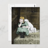 Dog Adoring Girl Briefkaart (Voorkant / Achterkant)