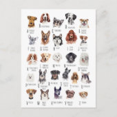 Dog Alphabet Waterverf Briefkaart (Voorkant)